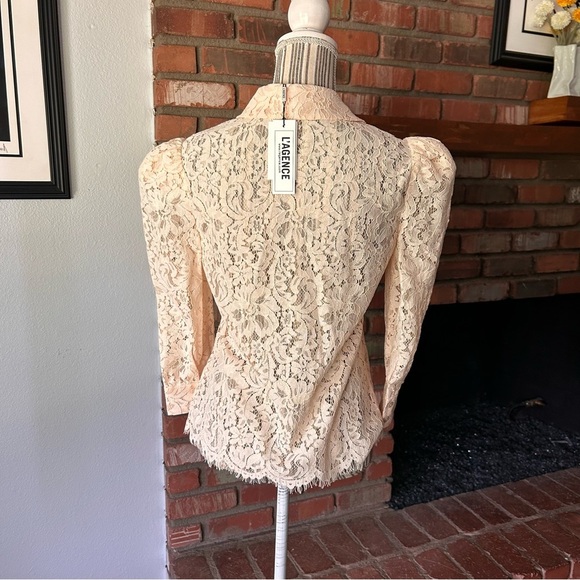 NWT L’AGENCE Andrea Lace Button Down Blouse in Blush Pink Sz XS - Picture 6 of 9